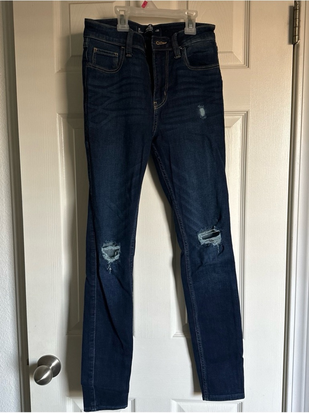 Hollister Dark Blue Skinny Distressed Jeans